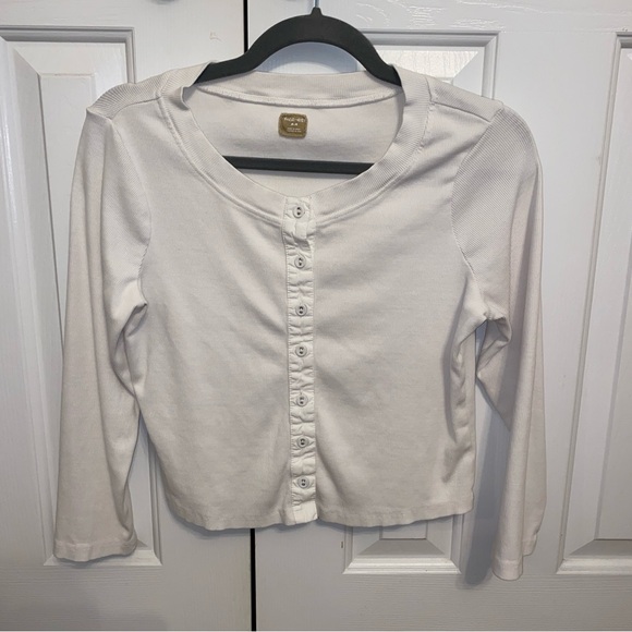 Free People Perfect Tones Set with Midi Skirt and Button Up Cardigan in Ivory - Picture 8 of 12